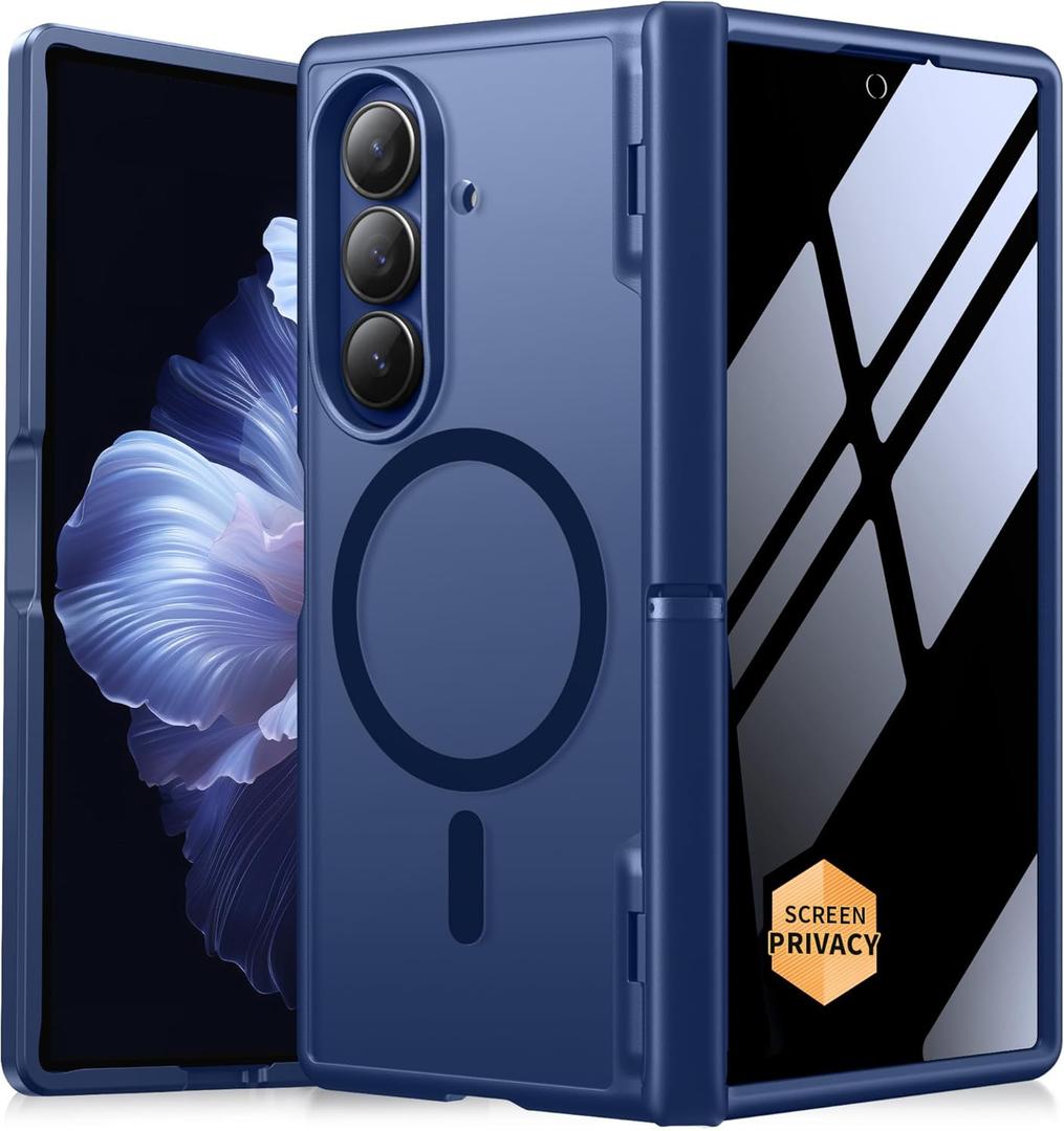 MOBOSI Magnetic for Z Fold 7 Case with Privacy Screen Protector, Samsung Galaxy Z Fold7 Cover[Compatible with Magsafe & Full Body Hinge Protection] Shockproof Phone Cases for zfold 7, Deep Blue
