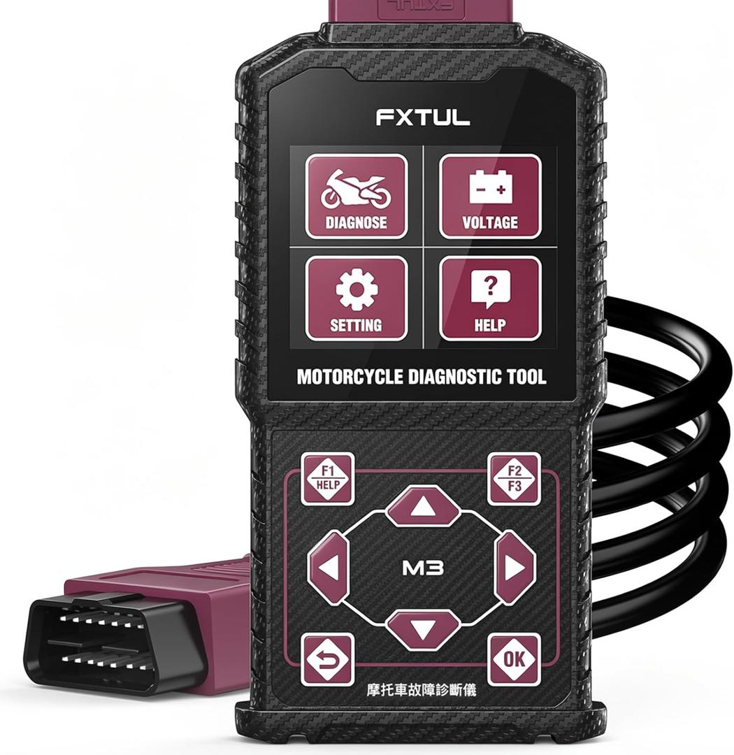 M3-A Motorcycle Diagnostic Scanner for Honda Yamaha Kawasaki | Full System OBD2 Code Reader, Live Data, Actuation Test, Fault Code Reset & Battery Voltage Test
