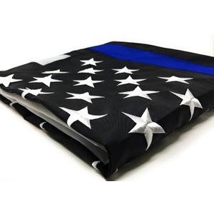 Thin Blue Line Flag: 4x6 ft with Embroidered Stars - Sewn Stripes - Brass Grommets - UV Protection - Black White and Blue American Police Flag Honoring Law Enforcement Officers