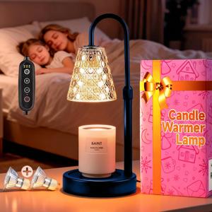 Candle Warmer Lamp,Height Adjustable & Dimmable with 2/4/8H Timer,Includes 2 Halogen Wax Melter Warmer, Flameless & Smokeless,Gift for Women Mom, Friend Sister, House Warming Gifts
