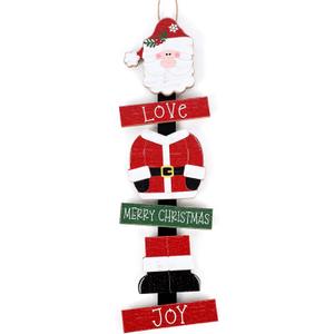 23'' Wood Merry Christmas Sign for Front Door Hanging Wreath Rustic Vintage Santa Claus Farmhouse Wall Art Ornament for Yard Fireplace Love Joy Seasonal Holiday Outside Home Kitchen Prouch Decoration