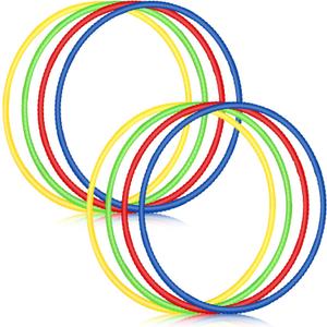 Sratte 8 Pcs Color Hoop Detachable Adjustable Hoop Exercise Ring Plastic Toys for Teens Games Gymnastics Dog Agility Equipment Party Decor, 4 Colors