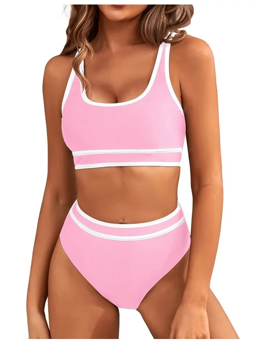 Workout Sets Juniors Bathing Suit Women Two Piece Set Pink , Size S