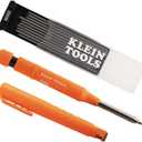 KLEIN TOOLS 80188 Skribes 2.8 mm Mechanical Carpenter Pencil with Built-In Sharpener and 10-Pack Graphite Lead Refills, for Deep Hole Marking for Woodworking and Construction