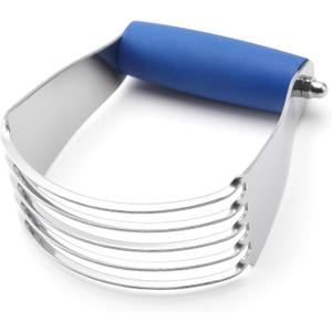 Spring Chef Medium Size Dough Blender For Baking, Dough Cutter Tool, Stainless Steel Puff Pastry Cutter Tool with Soft Grip Handle, Dishwasher Safe Pastry Blender for Easy Mixing - Sapphire