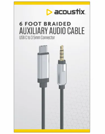 Acoustix™ Auxiliary Braided Audio Cable, 6 ft