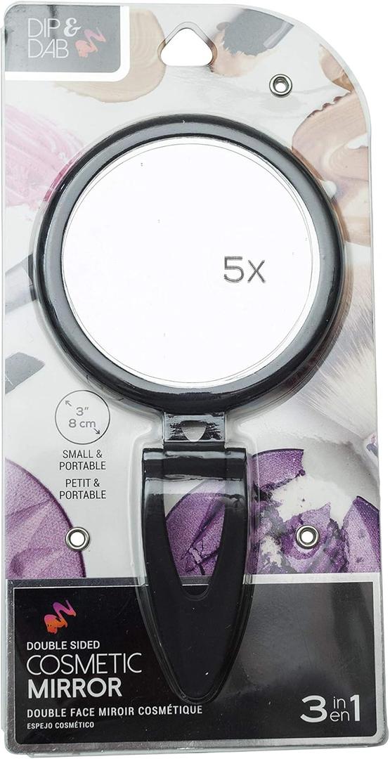 Jacent Dib & Dab 3-in-1, Double Sided 5X Magnification Face Mirror, 3 Inch Diameter - 2 Pack