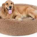 Dog Bed, Cat Calming Bed, Faux Fur Pillow Pet Donut Cuddler Round Plush Bed for Large Medium Small Dogs and Cats 36.0"L x 36.0"W x 7.0"Th