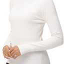 The Gym People Women's Mock Turtleneck Long Sleeve Shirts Fleece Thermal Underwear Pullover Tops with Thumb Hole, M