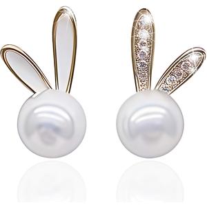 Cute Easter Earrings for Women, Trendy Statement Bunny Pearl Stud Earrings, Easter Outfits & Shirt Accessories for Women