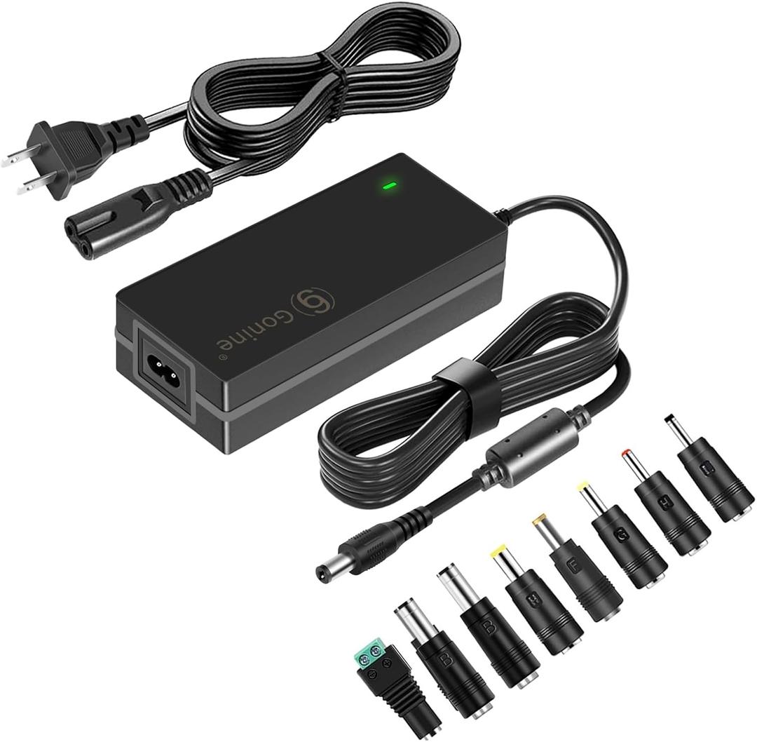 Gonine 24V 2.5A DC Power Supply 60W AC Adapter for 24 Volt 0.1-2.5A LED Strip Lights, 24Vdc Sound Bars, Speaker. AC 100-240V to DC 24V 2.5A Transformer with 8 Tips.
