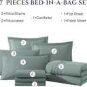 Monbix Queen Comforter Set - 7 Pieces Sage Green Bed in a Bag Queen Bedding Sets with Comforters, All Seasons Comforter Bed Set with Sheets,Pillowcases & Shams