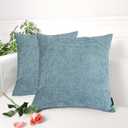 Booque Valley Pack of 2 Rough Pillow Covers，Thick Texture Solid Rustic Farmhouse Turquoise Cushion Covers Square Throw Pillow Cases for Sofa Bedroom 17 x 17 Inch, Teal 