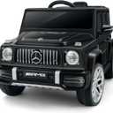 ELEMARA Licensed Mercedes-Benz AMG G63 Ride on Toys,12V Ride on Car with Remote Control,Rechargeable Battery,Flickering Lights/LED Lights, Bluetooth,Music & Horn, Soft Start, Low Battery Prompt,Black