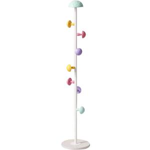 Coat Rack Coat Rack Stand for Children, Metal Freestanding Garment Rack Bedroom Clothes Hanger with 8 Mushroom Hooks, Cute Hanging Rack for Coats, Hats, Bags, Scarves(Color:White) hopeful