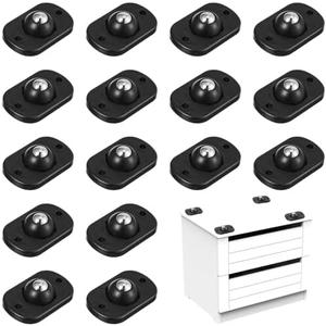 16 Pcs Self Adhesive Caster Wheels, 360°Swivel Mini Caster Wheels for Small Appliances, Appliance Rollers for Kitchen, Air Fryers, Coffee Makers, Trash Can, Storage Boxes (Black)