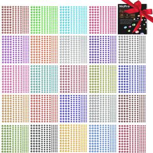 4125 PCS Self-Adhesive Rhinestone Stickers, Nicpro Bling Gem Stickers for Face Nail Body Makeup Festival, 3 Sizes 25 Colors, 25 Sheets for DIY Crafts Decorations Cards