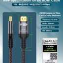 Certified 10K 8K HDMI 2.1 Cable 10 FT, 48Gbps Ultra High Speed HDMI Cord Ethernet CEC 4K 240Hz 165Hz 144Hz 120Hz 8K 60Hz eARC Netflix HDCP2.3 HDR10+ PC Laptop RTX5090 TV Monitor Projector X-box PS5