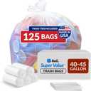 Reli. 40 to 45 Gallon Trash Bags Heavy Duty | 125 Trash Bags with Ties | Super Sizeable, Clear, Serious Garbage Cleanup