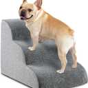 Dog Stairs, 15.7 H  3-Step Foam Ramp for Small Dogs & Cats, Waterproof Washable Cover, Non-Slip Base, Lightweight Pet Ladder for Couch or Bed (Grey)
