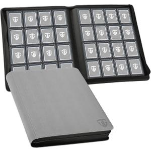 16 Pocket Toploader Binder,Holds 640 3x4 Toploader Hard Cases,Sleeves Card Collection Binder,20 Double Sided Pages,Compatible with Trading & Sports Holder(Gray)