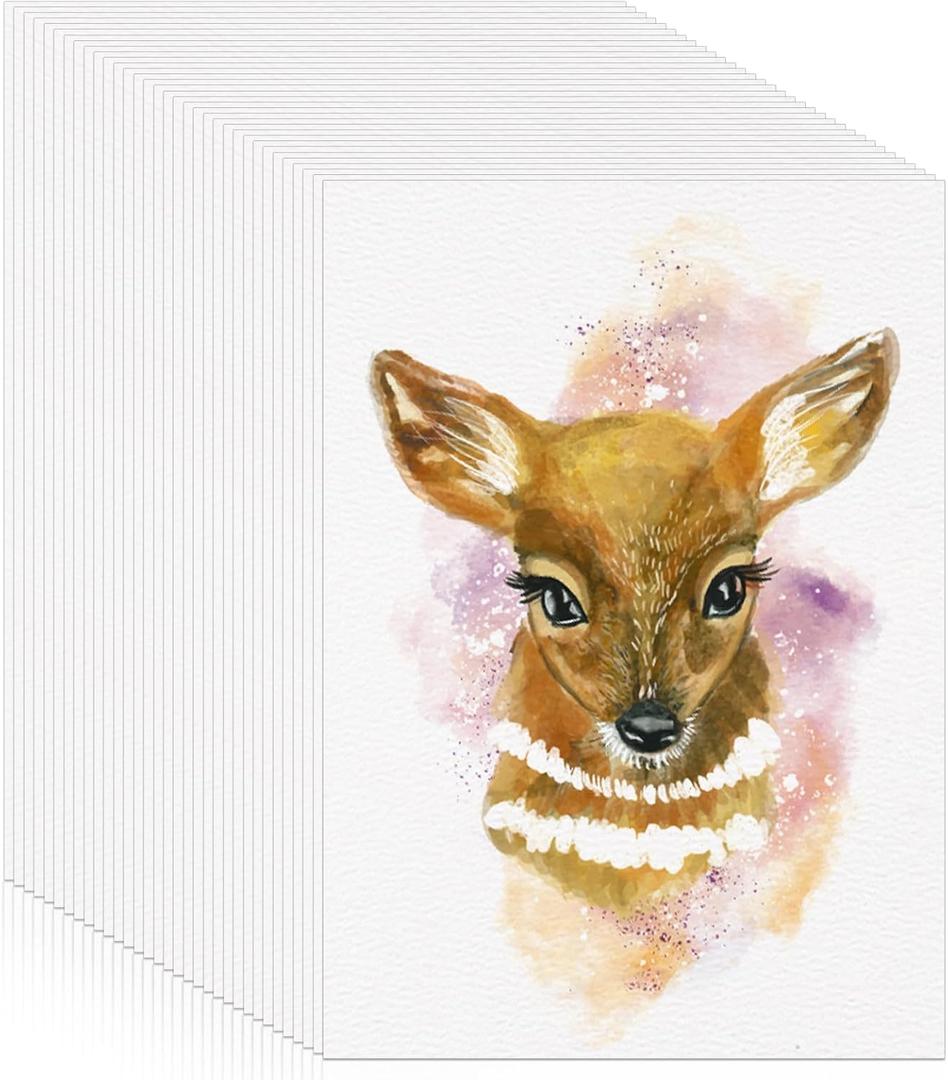 120 Sheets Watercolor Paper Bulk, 140 lb/300 GSM Cold Press Paper White Water Color Paper for Kids Child Students Adults Artists Drawing Valentine Gift Cards(2.5 x 3.5 inch)