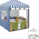 Outdoor Kids Playhouse Cover, Waterproof Cover for Multiple Brands - Blue and White Striped Full Coverage (56" W x 56" D x 60.2" H)