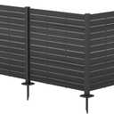 Kozyard 50" W x 48" H Outdoor Privacy Screens Aluminum Post, Air Conditioner Fence Panels, Pool Equipment Enclosure, Trash Can Screens Fence Kit for Outside Backyard Patio 4Panels (3Black Panels/DarkGray Frame)