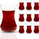 ums Turkish Tea Glass Set, 10 Glasses, Big Size, Slim Waist Design and Thick Sole Prevent Tea From Getting Cold, Easy to Keep for 10 People, Useful Tea Set (10 Pieces)