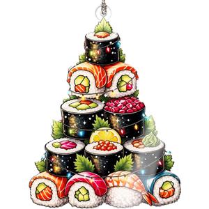 sushi ornament - japanese food christmas decor  funny foodie gift | holiday kitchen decoration  sushi lover style  christmas ornament 2025 - white elephant gifts - xmas tree funny decoration