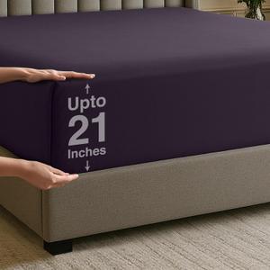 Utopia Bedding Extra Deep Pocket King Fitted Sheet, Fits up to 21 Inch Mattress - Hotel Luxury, Soft, Breathable and Comfy - Shrinkage and Fade Resistant - Easy Care (Purple)