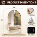 ANDY STAR 24x30 Brass Bathroom Mirror, Gold Arched Mirror, Arched Top Rounded Corner Seamless Tube Metal Framed, 1 SUS304-Anti-Rust, Wall Mounted Vertical for Bathroom, Entryway, Over Sinks