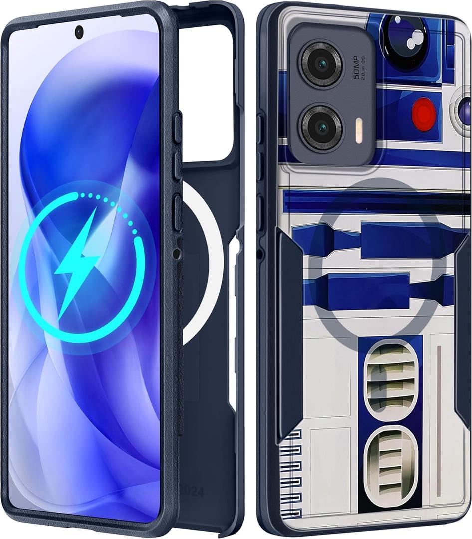 for Moto Edge 2024 Case - Compatible with MagSafe Women Girls Boys Cute Magnetic Protective Phone Cover Cool Blue Unique Heavy Duty Shockproof Design for Motorola Moto Edge 2024 Cases