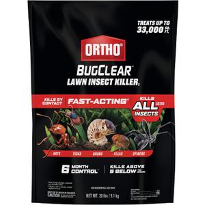 Ortho BugClear Lawn Insect Killer1 - Lawn Bug Killer Granules, Kills Ants, Spiders, Ticks, Fleas, & Grubs, Treats up to 33,000 sq. ft., 20 lb.