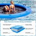 6-12FT Round Inflatable Floating Dock, Sunchill Float Ring, Water Hammock Tanning Pool Floats with Woven Fabric, Manual Pump for Quick Inflate/Deflate, Fits 2-8, Ideal for Lakes, Oceans