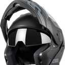 DOT Approved Full Face Modular Flip-Up Dual Visor Motorcycle Helmet for Adult Men Women, Lightweight ABS Shell & Ventilated, Street Bike ATV (Black, M)