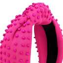 YISSION 1PC Pearl Knotted Headband for Women Non Slip Beaded Headband Wide Pearl Headbands Jeweled Embellished Hairband Hot Pink Head Band Hair Accessories for Women Girls