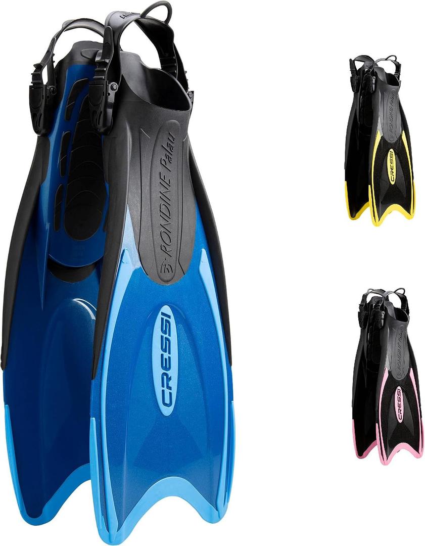 Cressi Palau Open-Heel Snorkeling Fins, Blue, M/L 8.5-11 & 9.5-12 EU 41/44