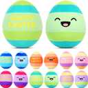 Thenshop 12 Pcs Easter Plush Eggs, Colorful Happy Easter Print Stuffed Eggs, Soft Basket Stuffers Goodie Bags and Party Favors for Hunting Party Favors Gift for Kids