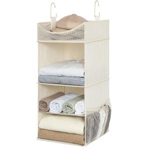StorageWorks 3-Shelf Hanging Closet Organizer, Adjustable Hanging Closet Organizers and Storage, 12 W x 12 D x 32H, White & Ivory