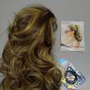 14 Inch Blonde Ponytail Extension - Wavy Pony Tails Hair Extensions, Claw Clip Ponytail Extension, Synthetic Hair Extensions Ponytail, Clip on Ponytails for Women (Dark Blonde With Beige Highlights)