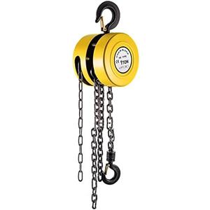 VEVOR Hand Chain Hoist, 2200 lbs /1 Ton Capacity Chain Block, 20ft/6m Lift Manual Hand Chain Block, Manual Hoist w/Industrial-Grade Steel Construction for Lifting Good in Transport & Workshop, Yellow