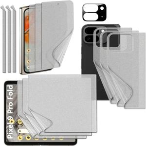 [3SET 13PCS] Pixel 9 Pro Fold 5G 2024 Premium TPU film Screen Protector with Hinge Protector [Anti-glare (Matte) 3set 12pcs] [1 Tempered Glass Lens protector] Scratch Resistant HD Case Friendly [Perfect Fit for foldable Screen] KIKNKILIN