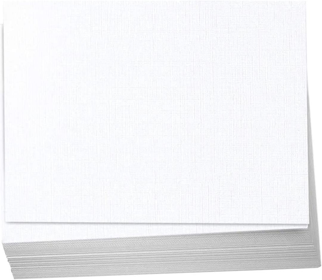Hamilco 5x7 White Linen Textured Cardstock Paper Blank Index Cards Flat Card Stock 80lb Cover  50 Pack