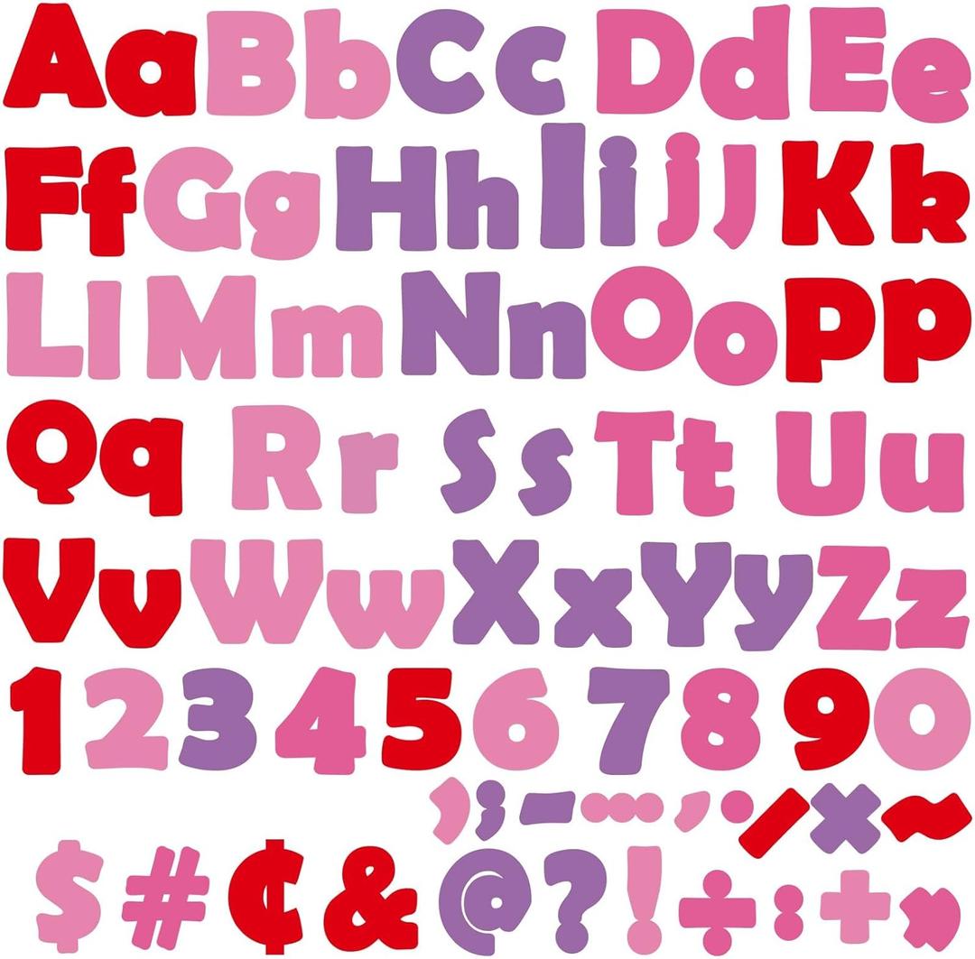 Qyeahkj 260 PCS Valentine's Day Pink Bulletin Board Letters Punctuation Cutout Valentines Alphabet Chalkboard Decoration Classroom Letters Poster Wall Bulletin Board Display Home School Decor Supplies