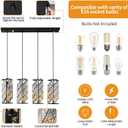 4-Light Adjustable Pendant Light, Modern Mini Crystal Chandelier with Black Metal Frame, Kitchen Island Lighting for Dining Room, Bedroom, Easy Installation