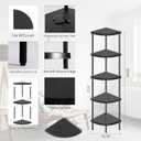 Qupui 5 Tier Corner Shelf Stand, Tall Display Rack Multipurpose Shelving Unit, Storage Home Decor Organizer Shelves for Bedroom Living Room, Black