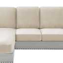 PrinceDeco Sofa Covers for Sectional Sofa, Velvet Soft Couch Covers Couch Cushion Covers Anti Slip, Stretch Sofa Slipcovers Washable Wear-Resistant Pet Friendly (1 PC Medium Seat Cover, Ivory)