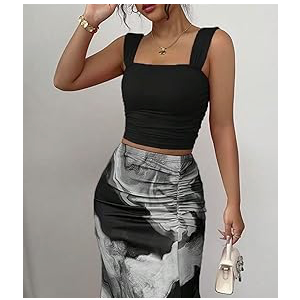 GORGLITTER Women's 1 Piece  Sleeveless Tank Top Summer Rave 1 Piece Outfits 2025 Black Small