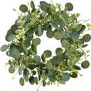 LSKYTOP Green Eucalyptus Wreaths 12'' Artificial Spring Summer Eucalyptus Leaf Wreaths with Berries for Home Farmhouse Front Door Decor